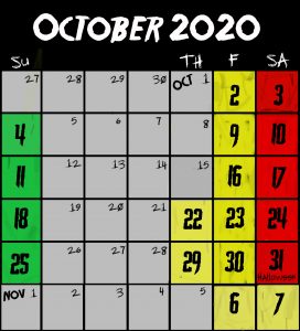 Frightland Calendar & Hours 2020