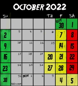 Calendar for Frightland Haunted Attractions 2022