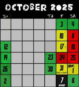 Frightland Calendar, hours and dates 2025